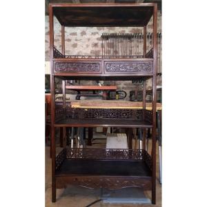 Pair Of Chinese Hardwood Shelves, China 19th Century