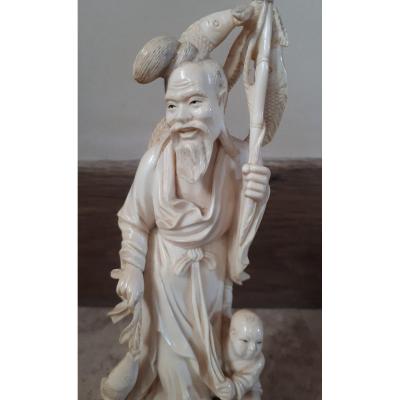 Chinese Okimono In Ivory No.2, Late Qing Dynasty