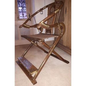 Chinese Jiaoyi Folding Armchair In Jichimu, China Qing Dynasty