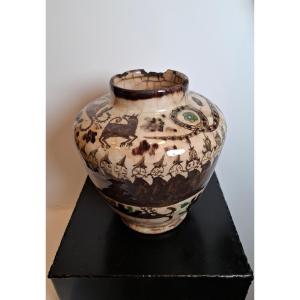 Persian Glazed Ceramic Urn – 19th Century