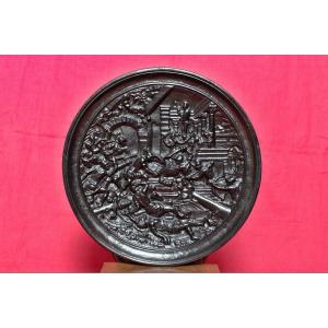 Renaissance Style Bas-relief - Cast Iron - The Sacking Of Troy - 19th Century 19 Plaquette