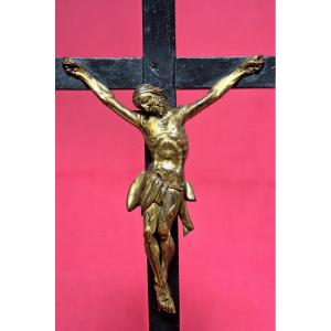 Baroque Christ - Gilded Wood - Corpus Christi - 18th Century - Crucifix 18 Sculpture