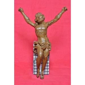Wooden Christ - Corpus Christi - 17th Century  - Haute Epoque 17 Crucifix Religion Sculpture