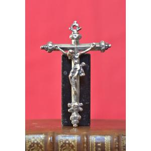 Crucifix Pendant - Solid Silver - 16th Century Renaissance - Haute Epoque Christ Cross 16
