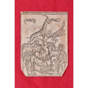 Incunabulum Woodcut - Peregrinatio In Terram Sanctam - 15th Century - Unicorn Animals
