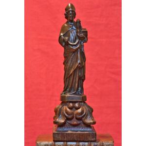 Medieval Style Bronze Statuette - Saint Bishop - 19th Century - Religious Sculpture