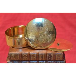 Large Pyx - Custode - Brass - 20th Century - Liturgy Religion Communion Wafers 20