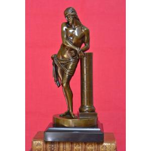 Christ At The Column - Bronze Statuette After François Duquesnoy - 19th Century Bound 19