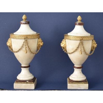 Paire De Cassolettes En Marbre Louis XVI