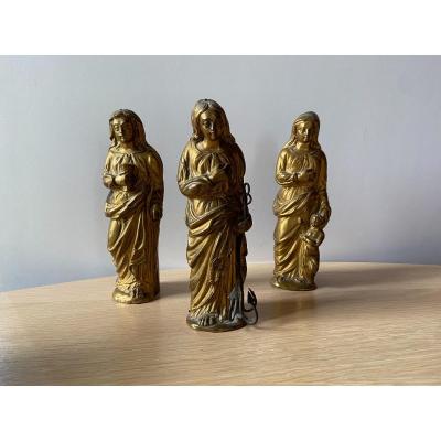 3 Statuettes: The Theological Virtues 17 Century