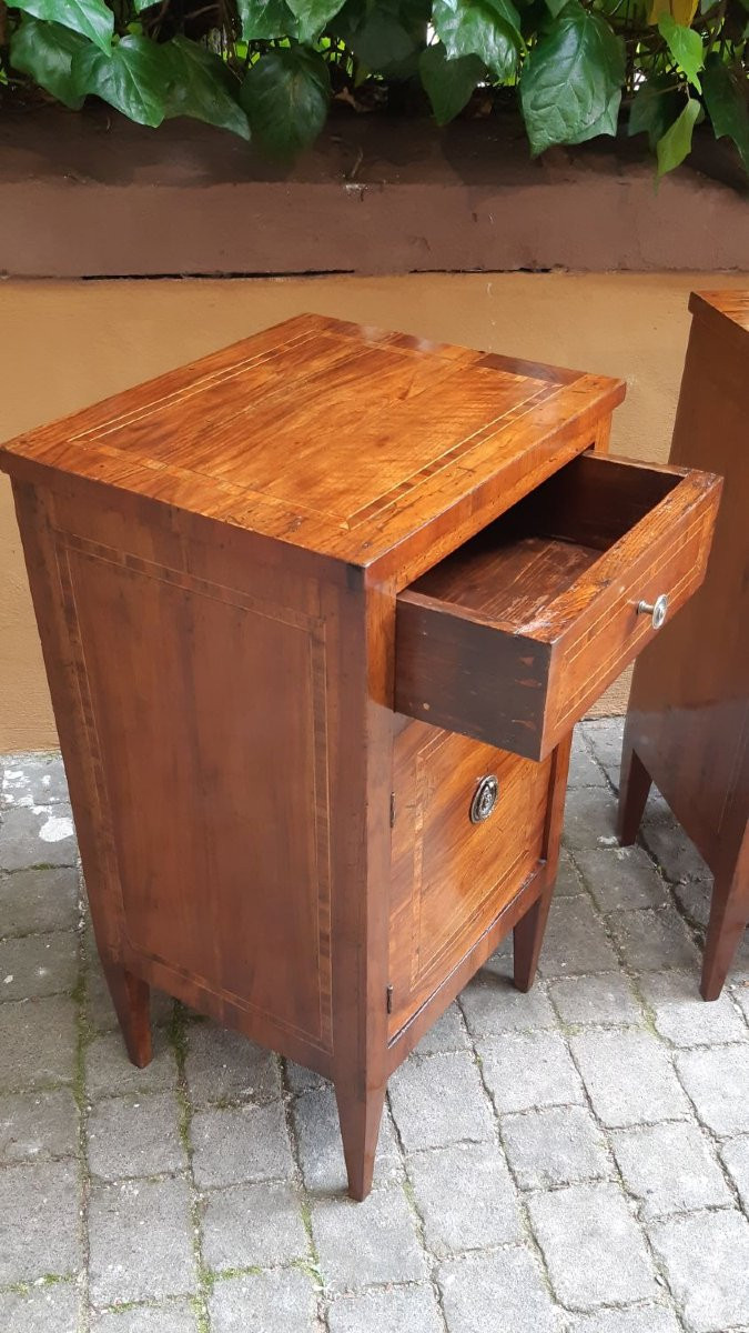 Coppia comodini antichi emiliani del '700 Luigi XVI filettati-photo-1