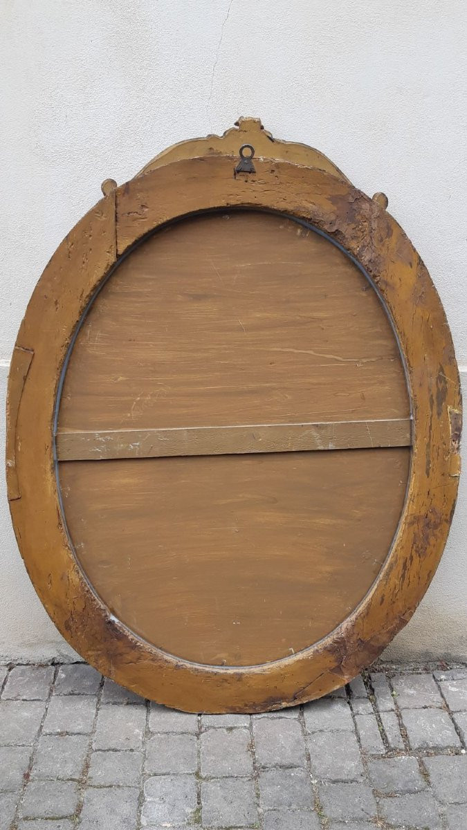 Specchiera ovale antica napoletana del '700 con cimasa-photo-2