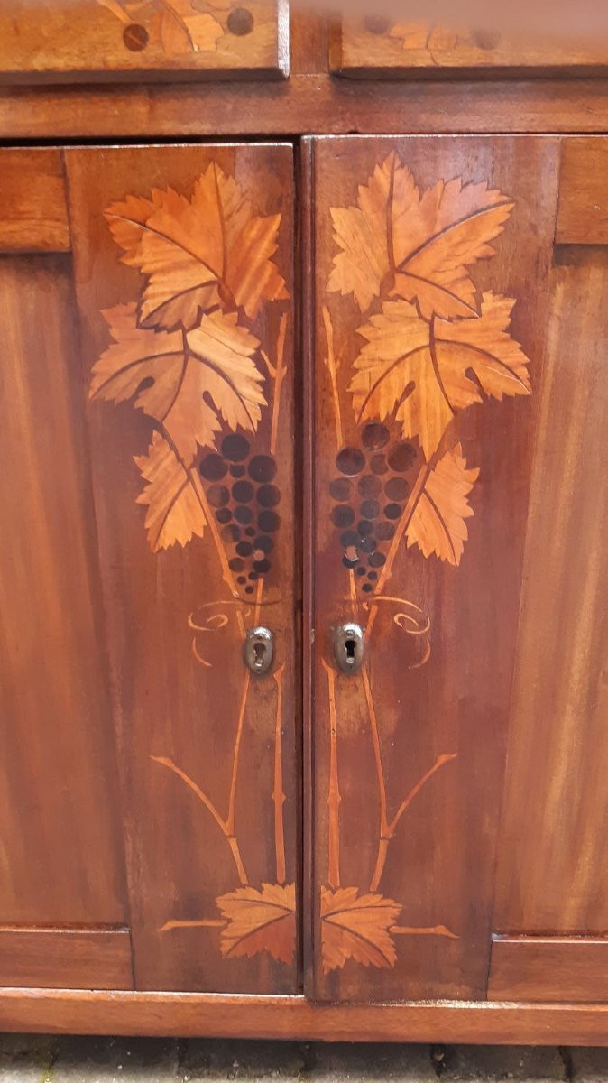 Credenza antica servante stretta con intarsi-photo-3