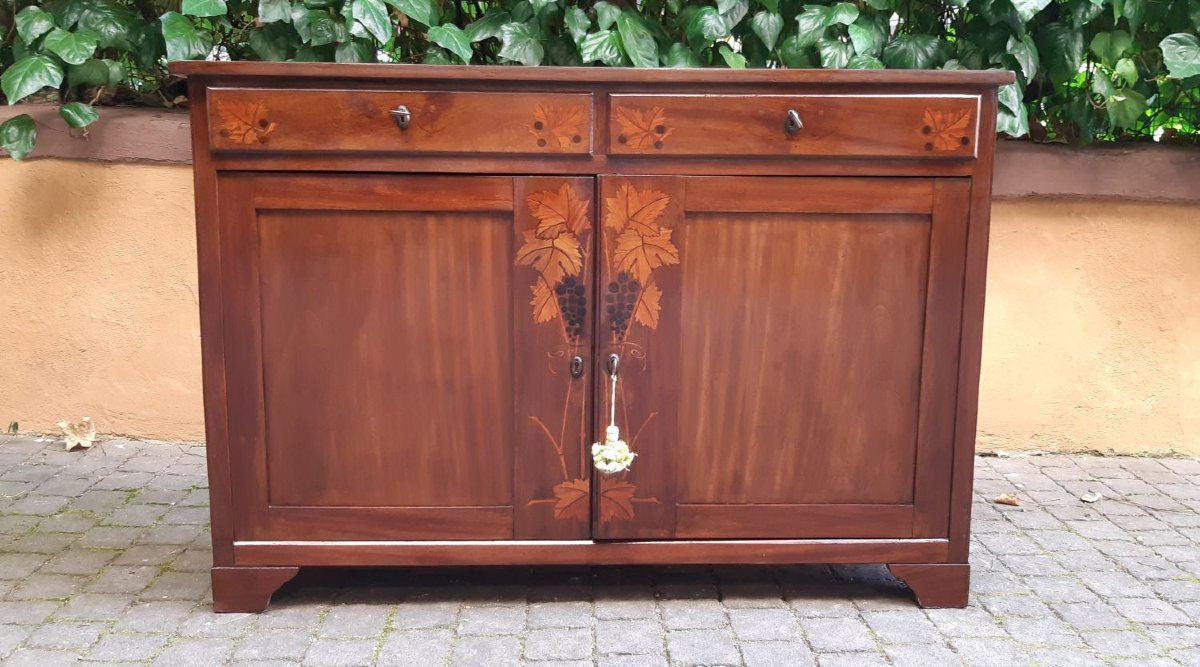 Credenza antica servante stretta con intarsi-photo-4