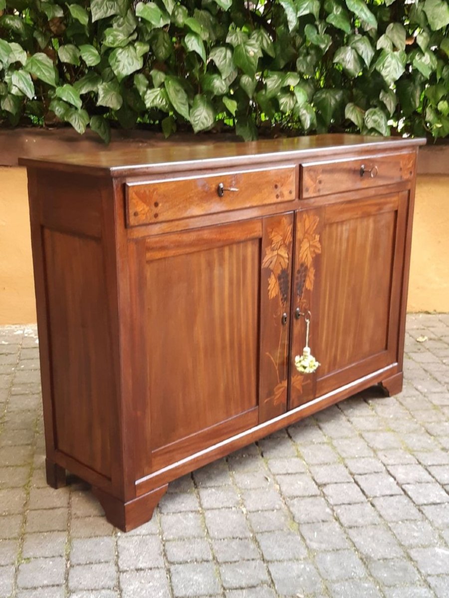 Credenza antica servante stretta con intarsi-photo-5