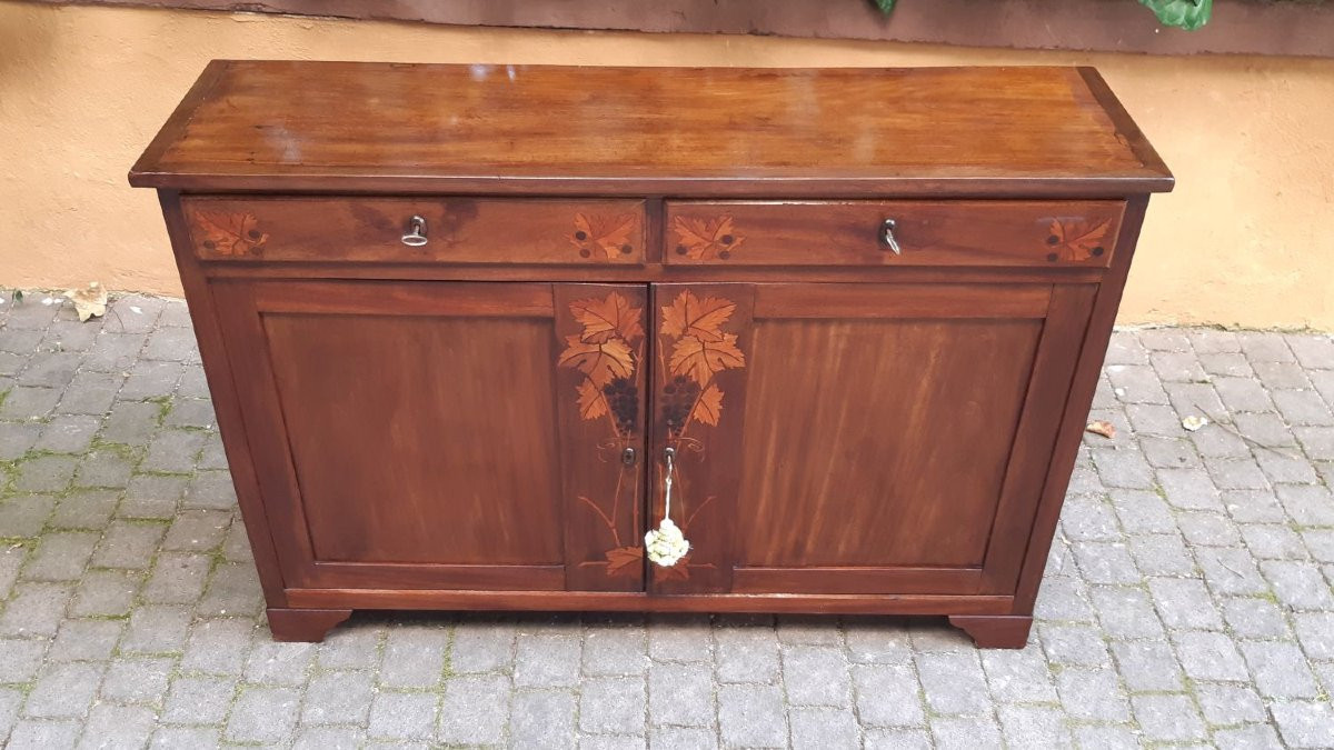 Credenza antica servante stretta con intarsi-photo-7