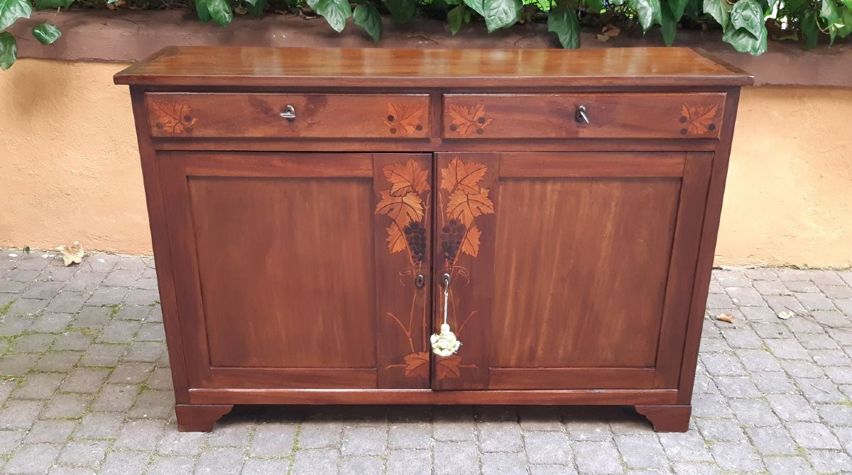 Credenza antica servante stretta con intarsi-photo-8