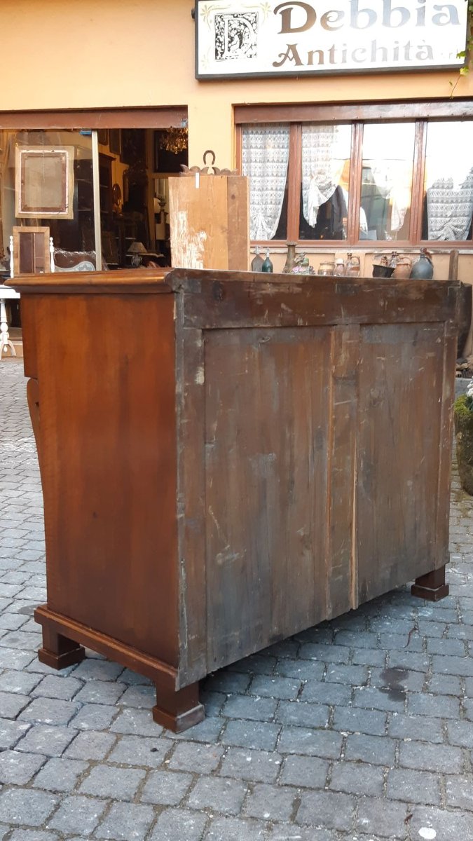 Comò cassettone antico Impero in noce con scrittoio a ribalta-photo-1