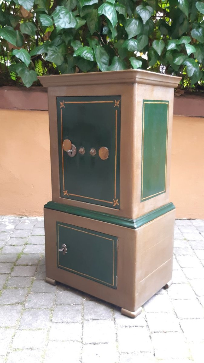 Piccola cassaforte antica italiana con serratura funzionante a combinazione-photo-3