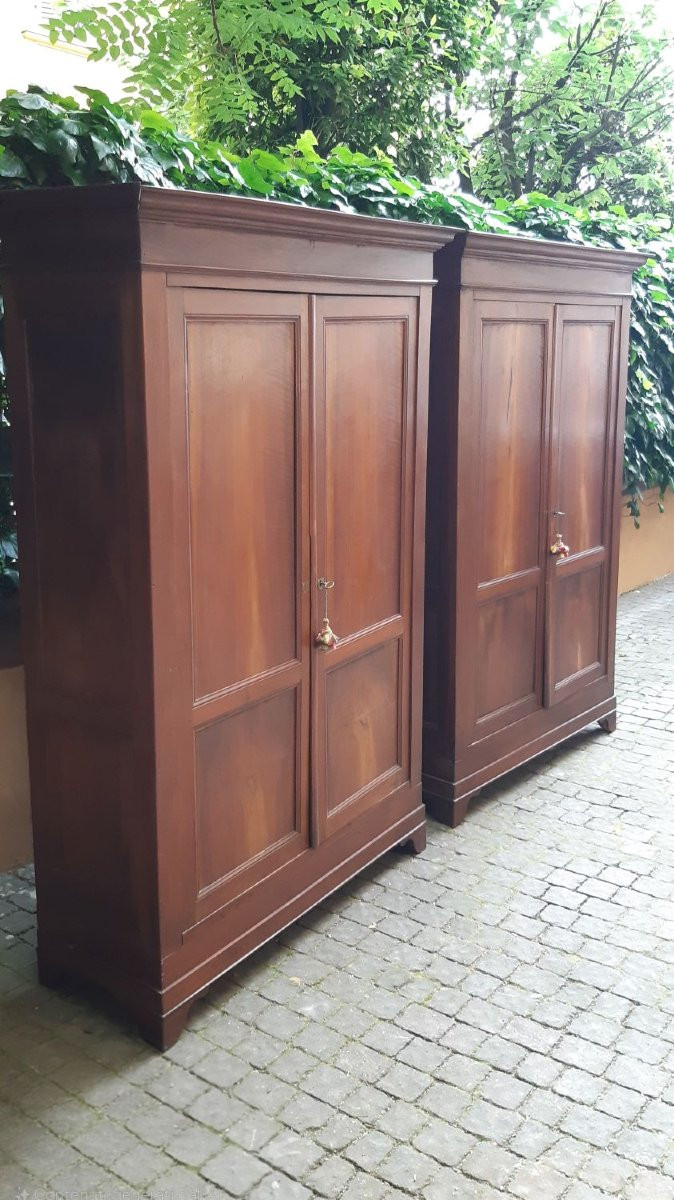 Coppia di armadi credenze antichi veneti in noce-photo-2