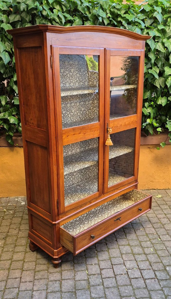 Vetrina antica dell'800 centinata in rovere-photo-4
