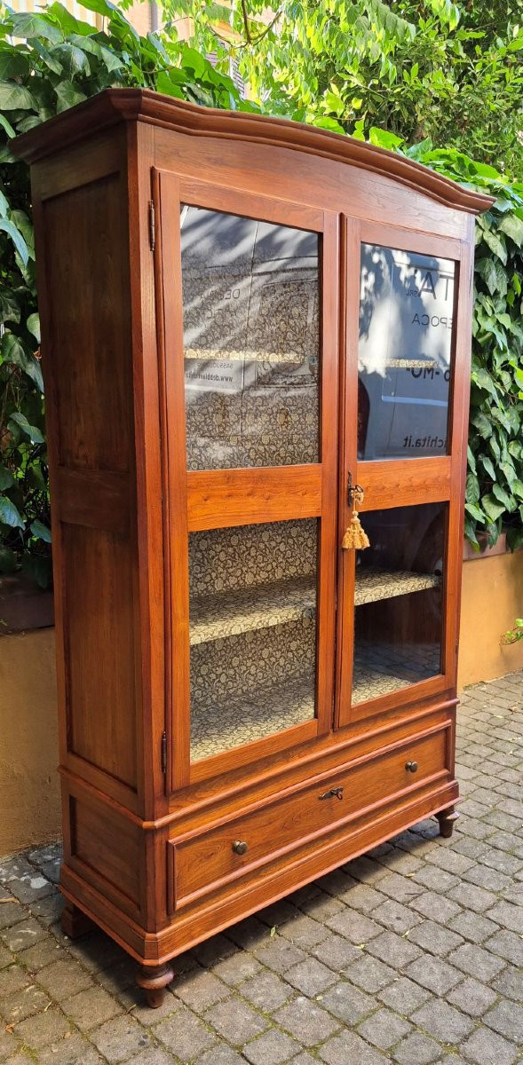 Vetrina antica dell'800 centinata in rovere-photo-1