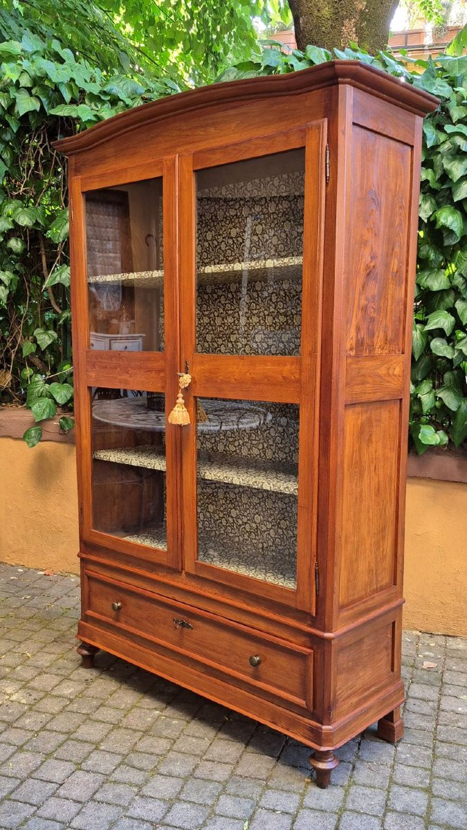 Vetrina antica dell'800 centinata in rovere-photo-4