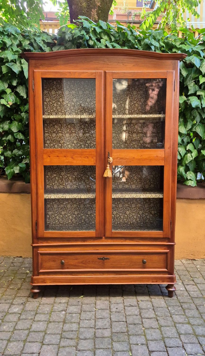 Vetrina antica dell'800 centinata in rovere
