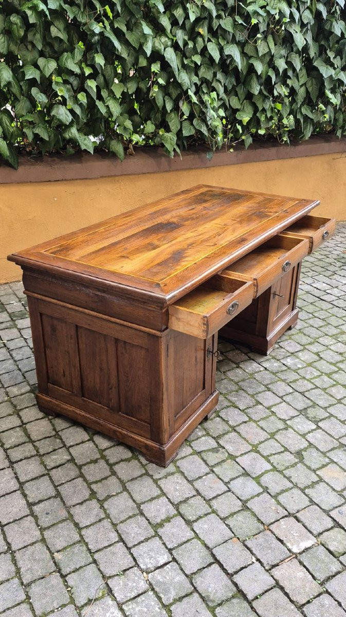 Srivania antica da centro con "gola" e piano filettato-photo-4