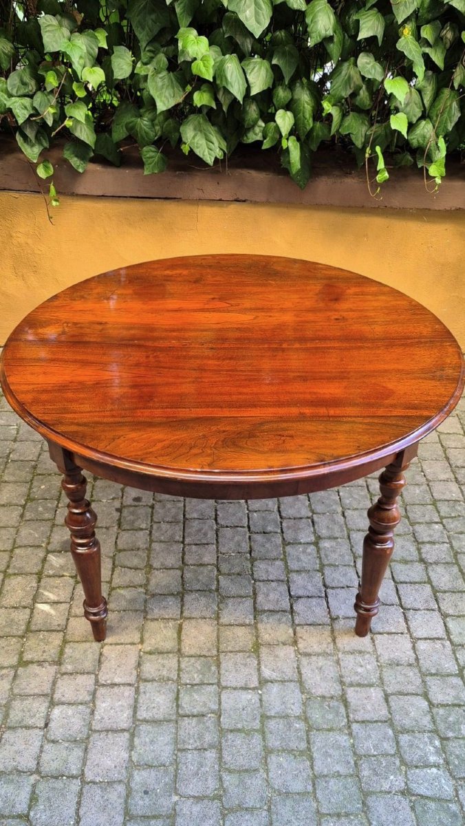 Tavolo tondo antico allungabile dell'800 in noce-photo-1