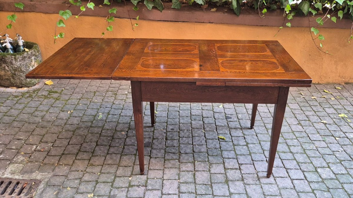 Tavolo antico allungabile a tiro dell'800 filettato-photo-3