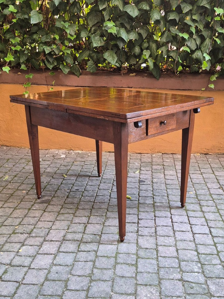 Tavolo antico allungabile a tiro dell'800 filettato-photo-4