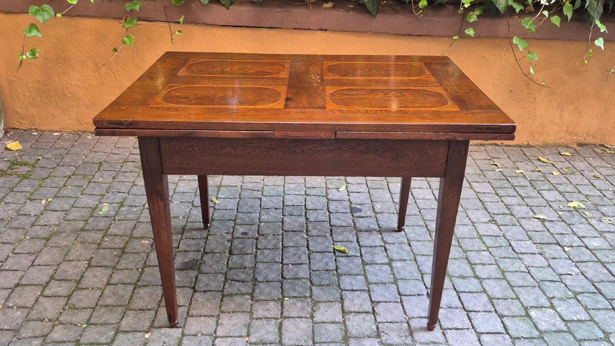 Tavolo antico allungabile a tiro dell'800 filettato-photo-1
