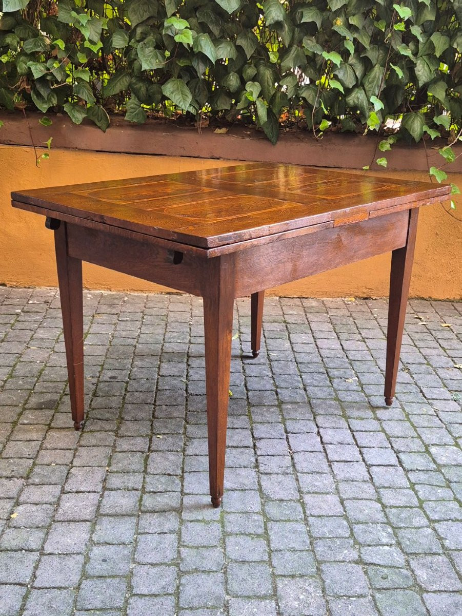 Tavolo antico allungabile a tiro dell'800 filettato-photo-4