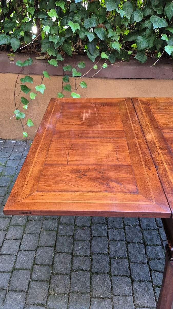 Tavolo antico allungabile in ciliegio filettato con tiretti-photo-3