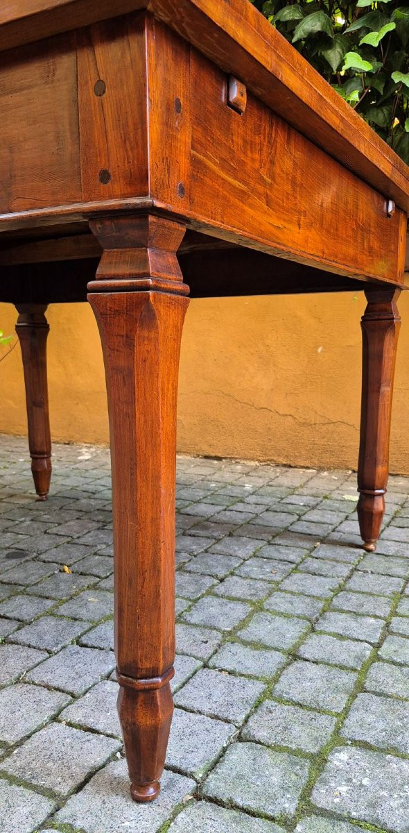 Tavolo antico allungabile in ciliegio filettato con tiretti-photo-7