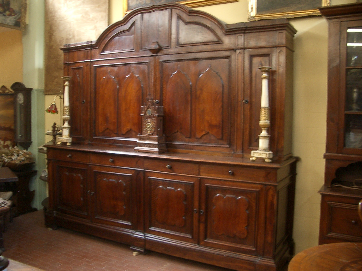 Credenza sacrestia antica doppiocorpo piemontese