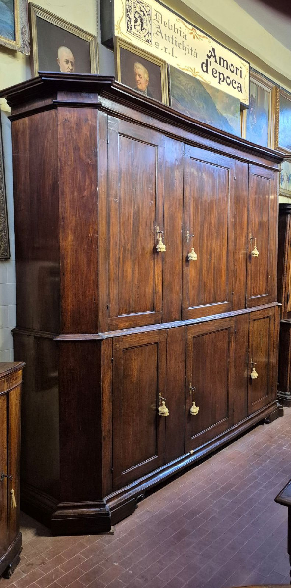 Credenza sacrestia antica a doppiocorpo modenese-photo-3