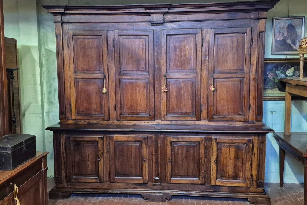 Credenza sacrestia antica doppiocorpo lombarda-photo-5