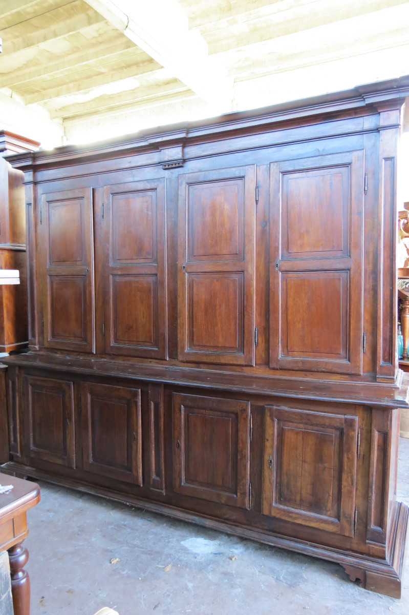 Credenza sacrestia antica doppiocorpo lombarda