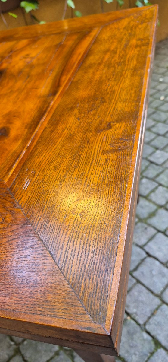 Tavolo piccolo antico allungabile a tiro con piano radicato e filettato-photo-4