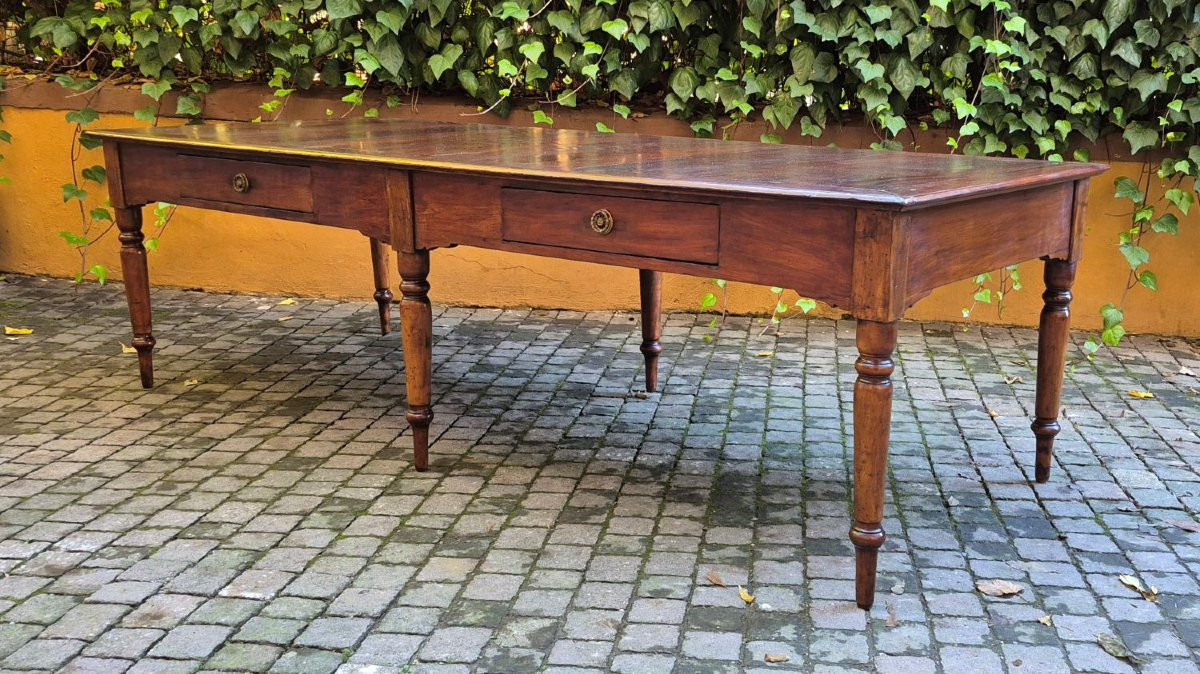 Tavolo lungo antico marchigiano in ciliegio a 6 gambe-photo-5