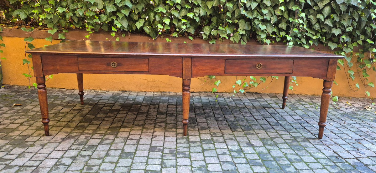 Tavolo lungo antico marchigiano in ciliegio a 6 gambe