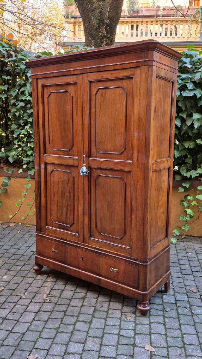 Armadio credenza piccolo antico emiliano lastronato noce-photo-3