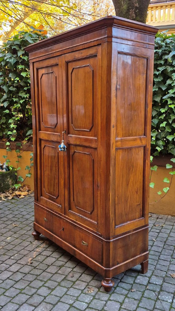 Armadio credenza piccolo antico emiliano lastronato noce-photo-4