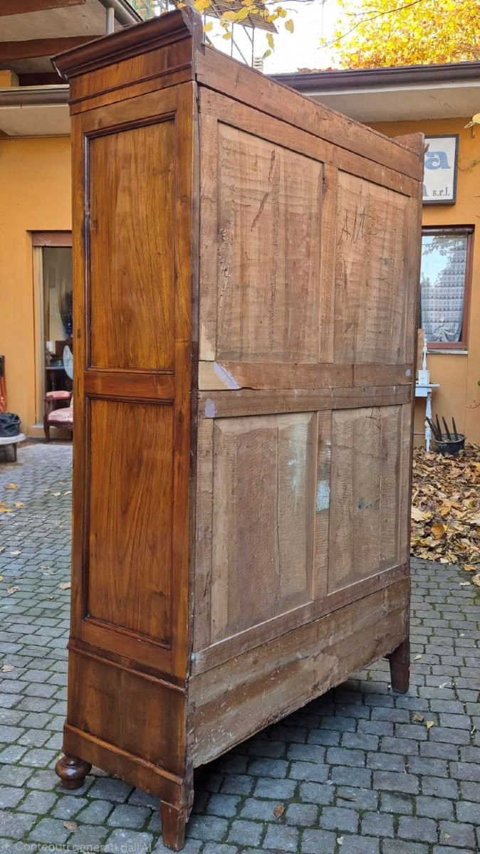 Armadio credenza piccolo antico emiliano lastronato noce-photo-5