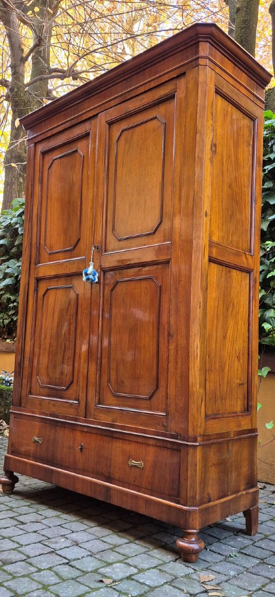 Armadio credenza piccolo antico emiliano lastronato noce-photo-6