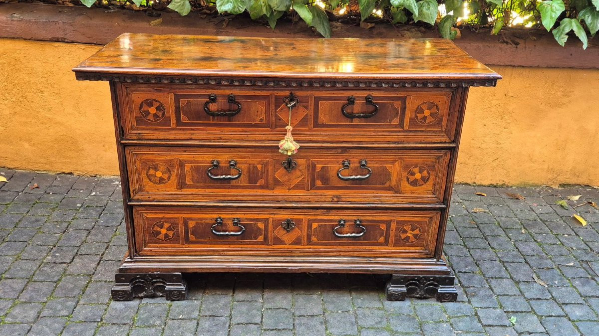 Cassettone canterano antico veneto del '600 intarsiato-photo-1