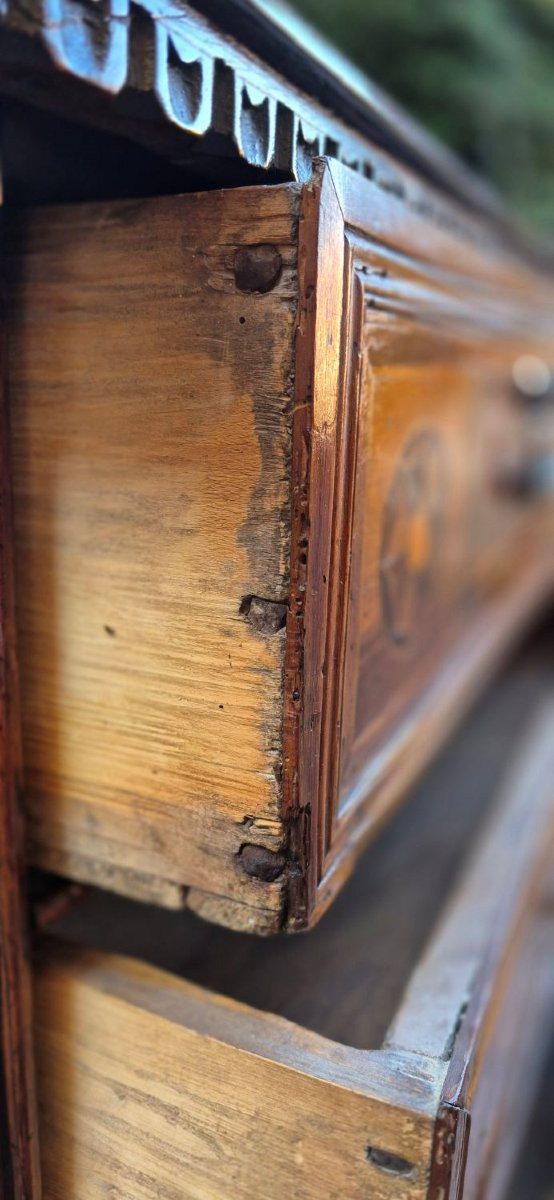 Cassettone canterano antico veneto del '600 intarsiato-photo-3