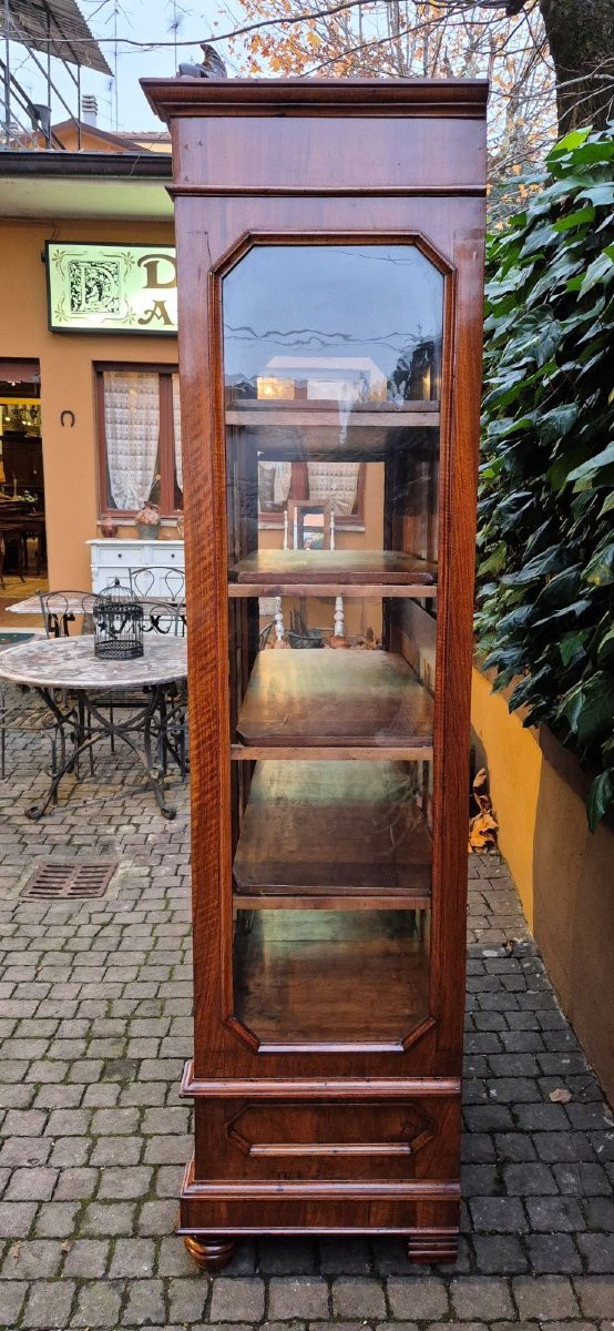 Libreria vetrina antica Luigi Filippo lastronata noce-photo-2